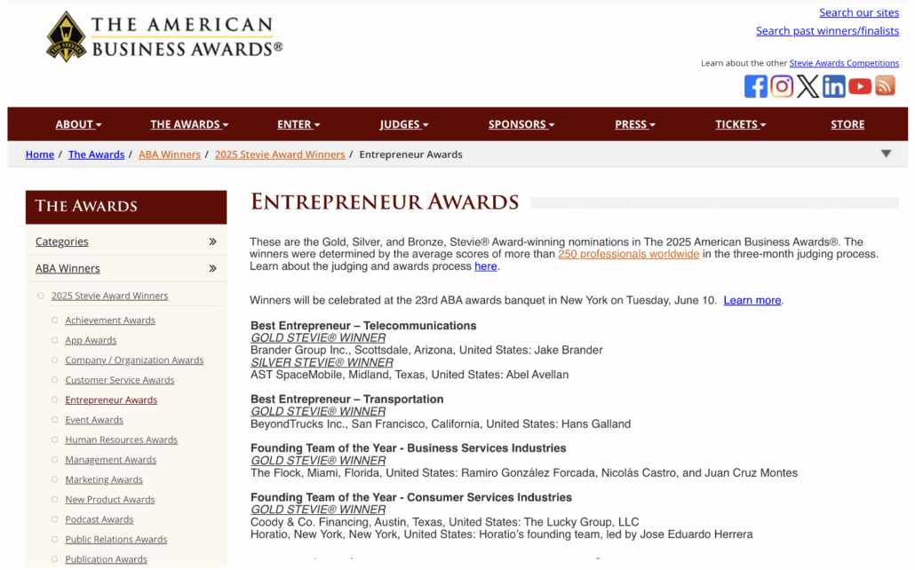Jake Brander Wins Entrepreneur of the Year